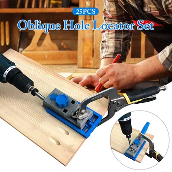 

25PCS Oblique Hole Locator Drilling Punch Locator Self Centering Doweling Jig Drilling Positioner with Scale Marks for Woodwork
