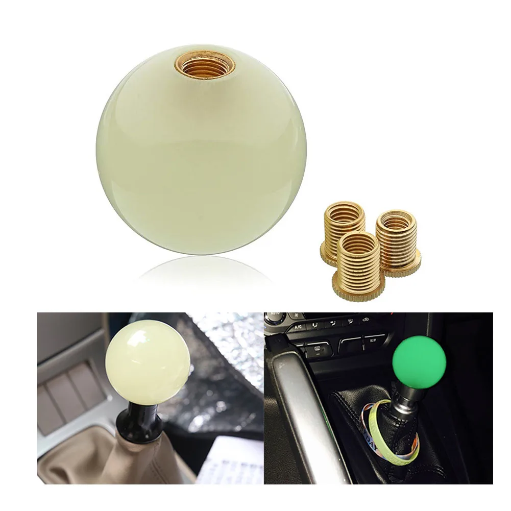 White Round Luminous Пистолет-черный никелевый круглый шариковый рычаг переключения передач автомобиля рычаги передач для автомобиля подходит для большинства ручной автоматический транспортных средств 5 6 скоростей - Название цвета: White Round Luminous