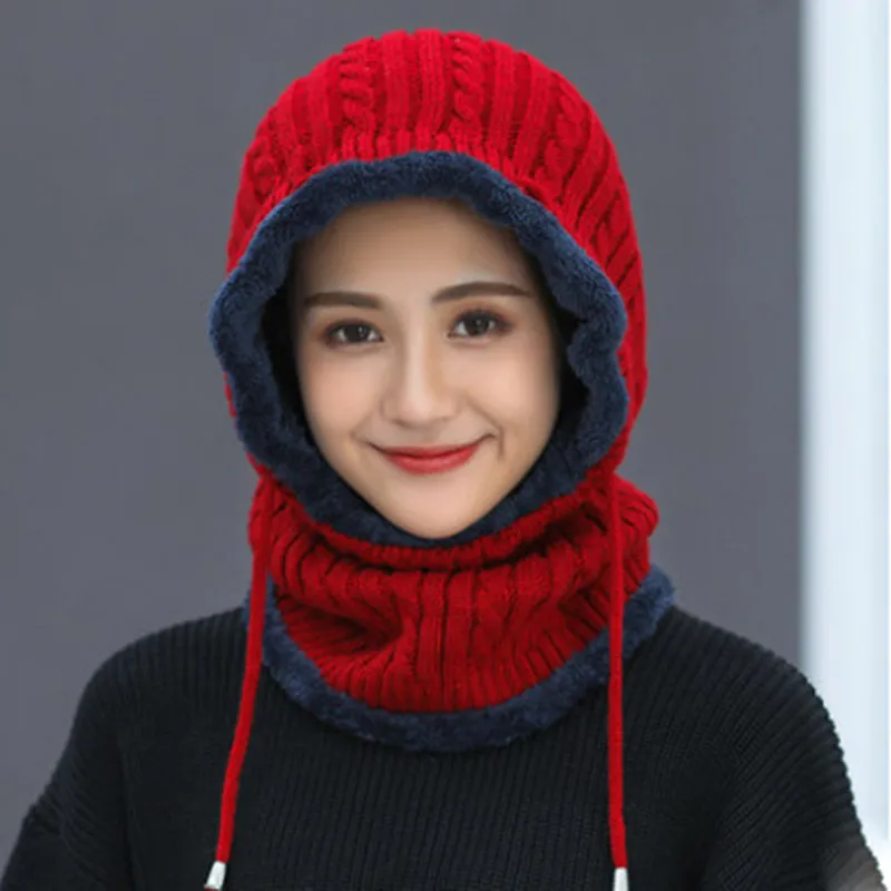 Зимняя кепка s, модная кепка Snapback s для мужчин, вязаная шапочка, теплая шапка с флисовой подкладкой для велоспорта H9 - Цвет: Wine Red