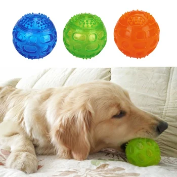 

Durable Rubber Dog Chew Toys Ball Interactive Squeak Training Playing Pet Toy Balls Vocal Rubber Teeth Clean Chew Puppy Toy 1