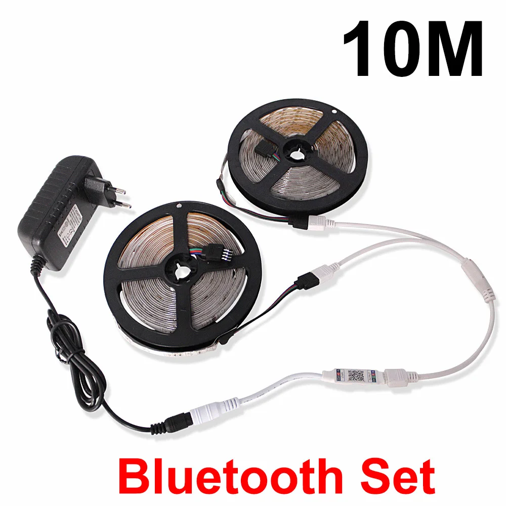 10M Bluetooth Set SMD2835 Водонепроницаемый Светодиодные ленты Bluetooth гибкий Noen полоса для ТВ Гостиная RGB Подсветка Диодная лента 12v светодиодные полосы светодиодный светильник 10 м - Испускаемый цвет: 10M Bluetooth Set