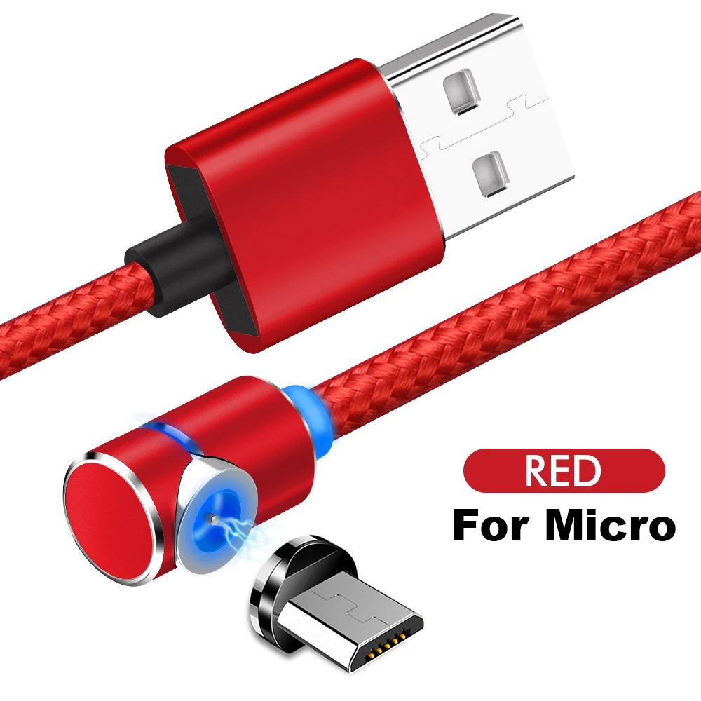1M Magnetic Charger Cable For Xiaomi 2A Fast Charging Micro USB Type C Cable For Samsung Android Mobile Phone Cables Magnet Wire - Цвет: Red For Micro USB