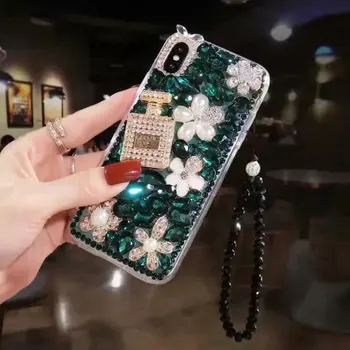 

XINGDUO 5c luxury diamonds Perfume bottle case for iphone X XS XR XS MAX 3D flowers Rhinestone Case for iphone 6 7 8 6s plus