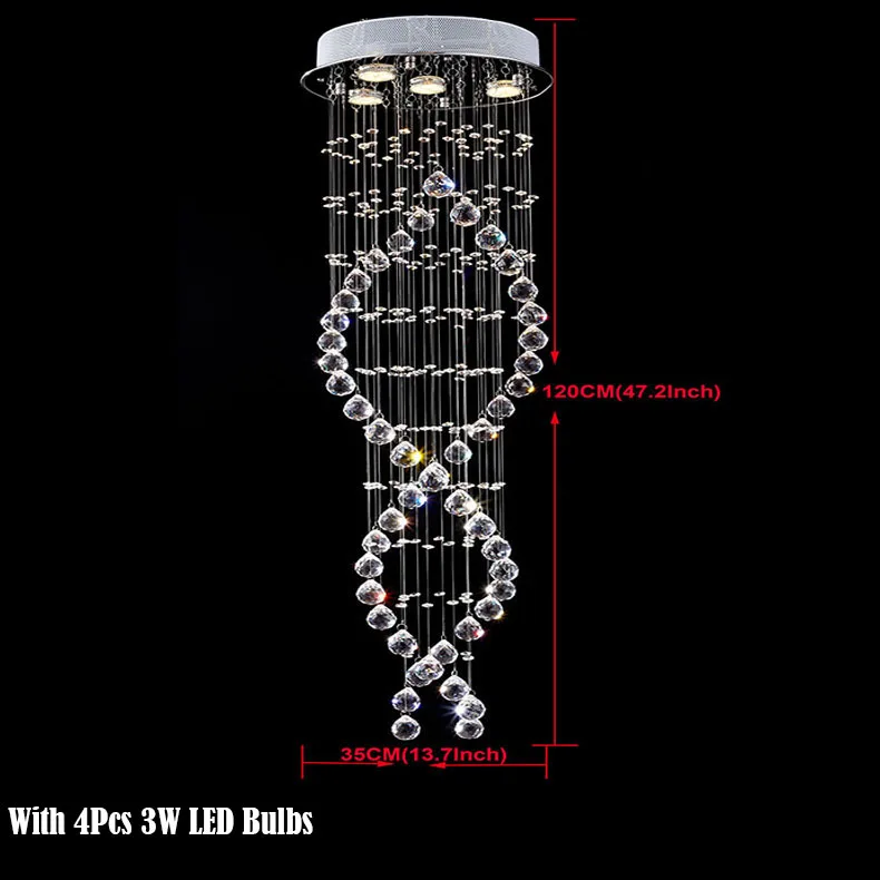 D35CM H120CM Современный минималистский светодиодный хрустальная длинная люстра двухэтажная вилла вращающаяся гостиная большая Подвесная лампа - Цвет абажура: D35CM H120CM