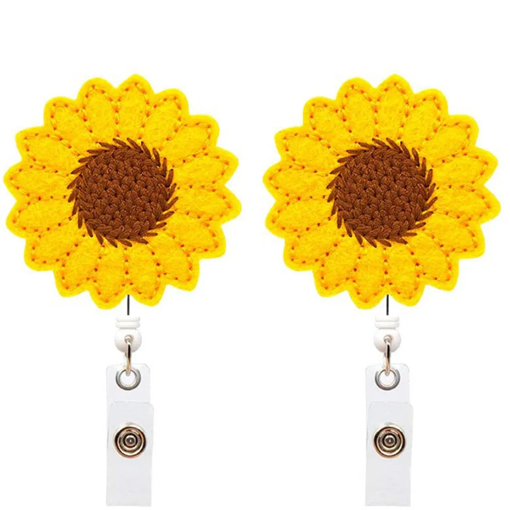 Soporte de carrete para insignia de girasol para enfermeras, soporte retráctil para tarjetas de identificación, con Clip de cocodrilo, para estudiantes y profesores