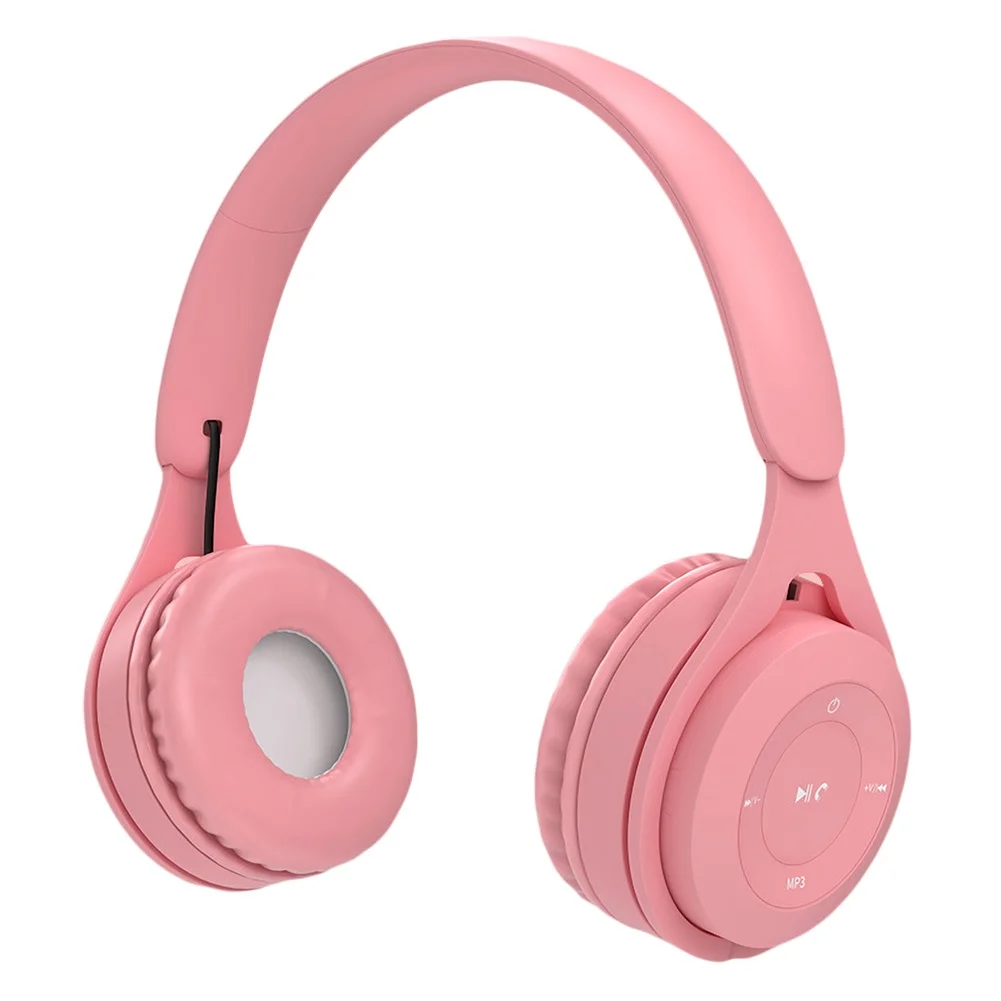Head Mounted Wireless Bluetooth Headset HiFi Stereo Bass Over Ear Gaming Headphone with Microphone Macaron Color Earphones