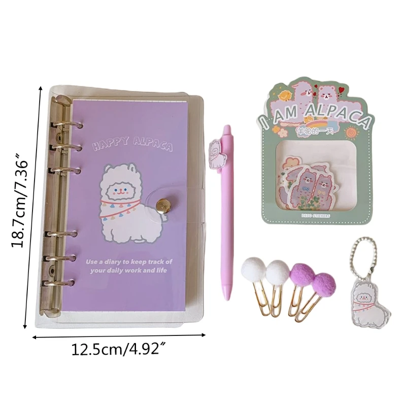 

Cartoon A6 Loose Leaf Notebook Binder Planner Diary Journal Agenda Clip Stickers
