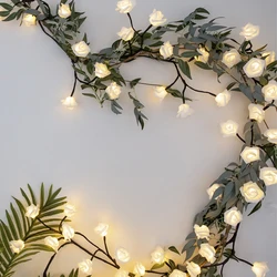 3M 60leds Romantic Rose Flower Vine Light String DIY Fairy Garland Bouquet Light for Valentine's Day Wedding Holiday Party Decor