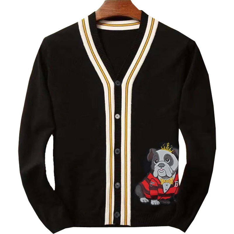 black 1 Зимние большие размеры 2xl-7xl 8xl, вязаные толстовки, Европейский кардиган, верхняя одежда, большие мужские теплые черные толстовки с отложным воротником - Цвет: black 1