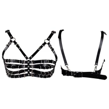 Из искусственной кожи портупея бюстгальтер сексуальное женское белье Пояс Женская Фетиш в стиле готик-панк Рейв средства ухода за кожей Связывание настроить плюс Размеры выдалбливают кроп-топы