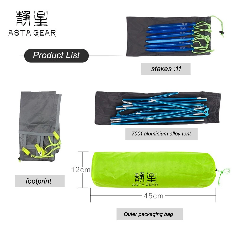 ASTA GEAR Greenmountain 2 туристическая Ультралегкая палатка на человек для кемпинга