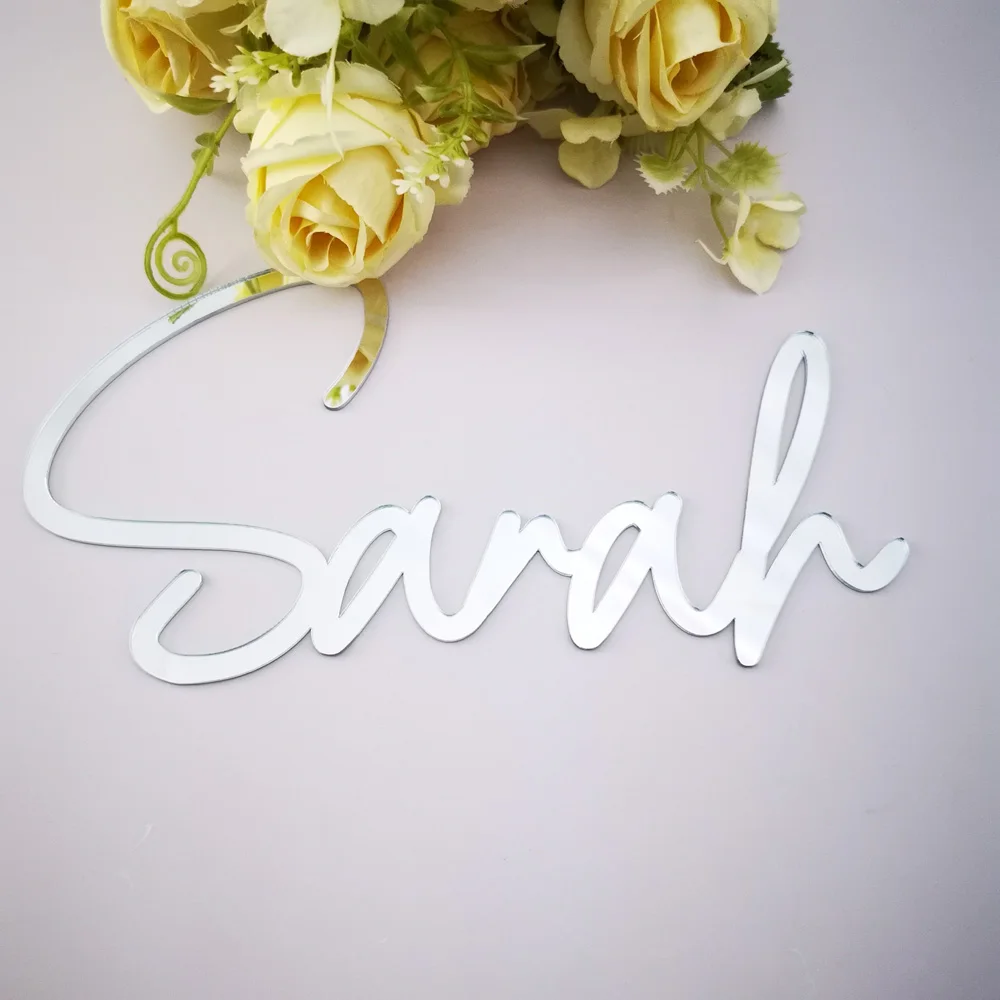 Custom Baby Shower Mirror gold Name Signs, Custom  Personalized   Name Wall Decor Color silver Letters,Wall Acrylic Names Letter (2)