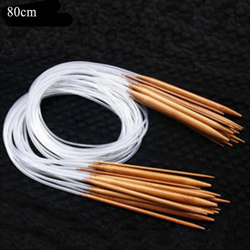 white 80cm 18 шт Швейные многоцветные трубки бамбуковые круговые вязание крючком набор иголок двойные Cusp бамбуковые круговые крючком ZXH - Цвет: white 80cm