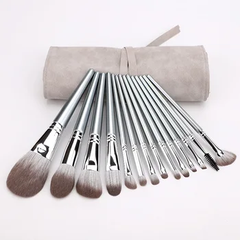 

14pcs Professional Makeup Brushes Set brochas maquillaje Blush Eyeshadow Sponge Brush Soft Hair Cosmetic Tools with Leather Bag