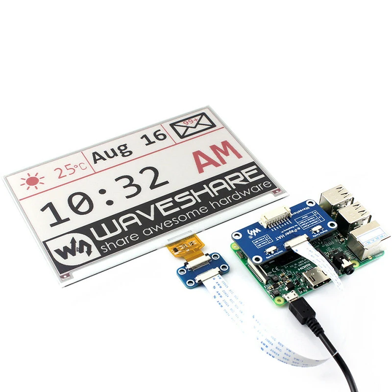 Горячая Waveshare 7,5 дюймовый E-Ink дисплей HAT SPI интерфейс для Raspberry Pi 2B/3B/Zero W три цвета: красный, черный, белый