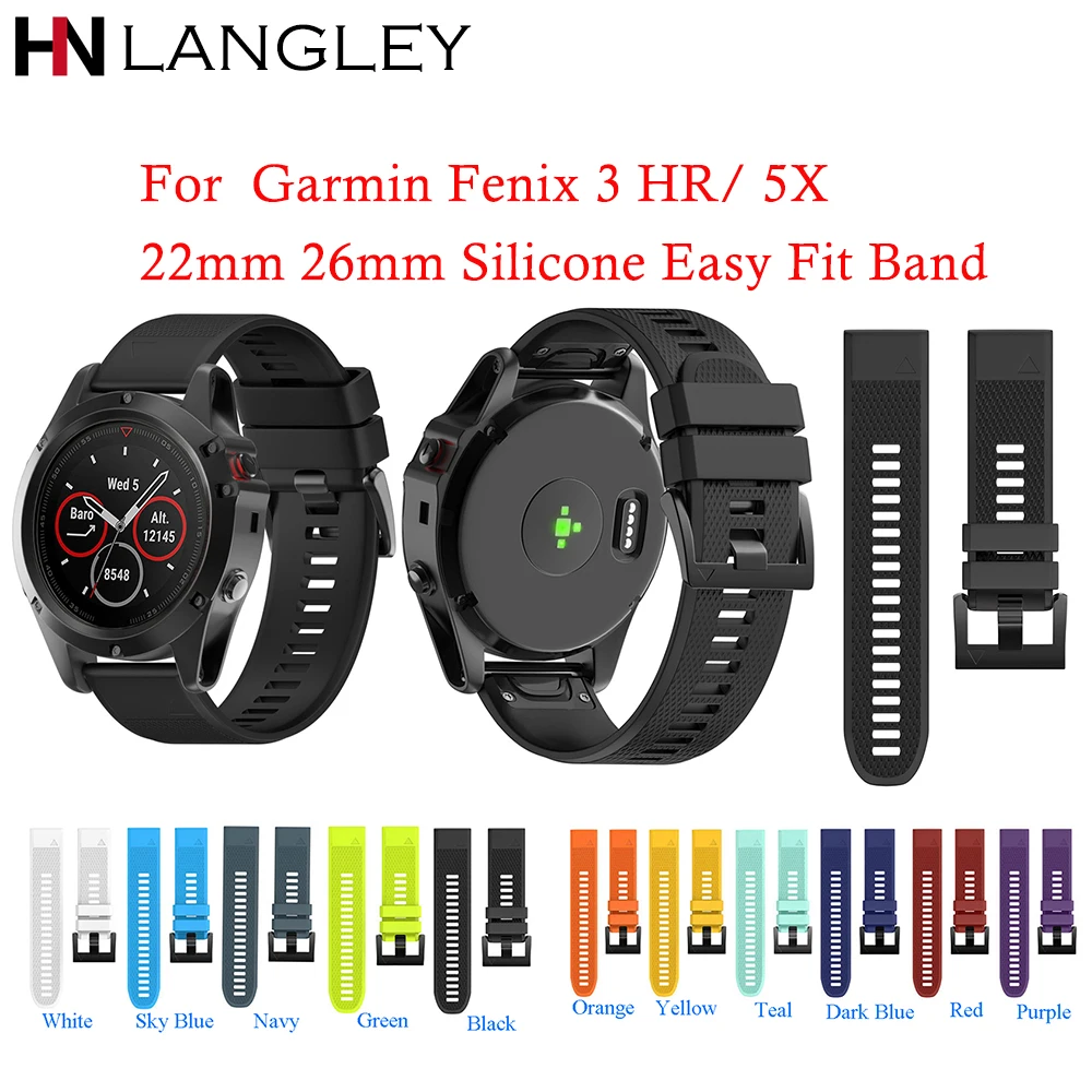 Силиконовые ремешки для часов QuickFit 22 26 быстросъемные Garmin Fenix 5X 5 3 3HR D2 Charlie