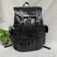 Authentic Crocodile Belly Skin Drawstring Closure Men's Travel Backpack Genuine Alligator Leather Male Large Top-handle Bag Pack 2
