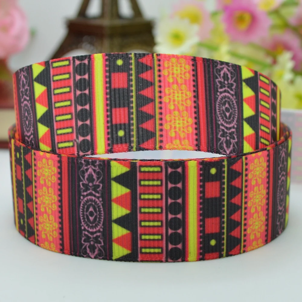 7/" 22 мм ацтекские узоры напечатаны grosgrain ленты hai rbow DIY ручной работы оптом OEM 50YD