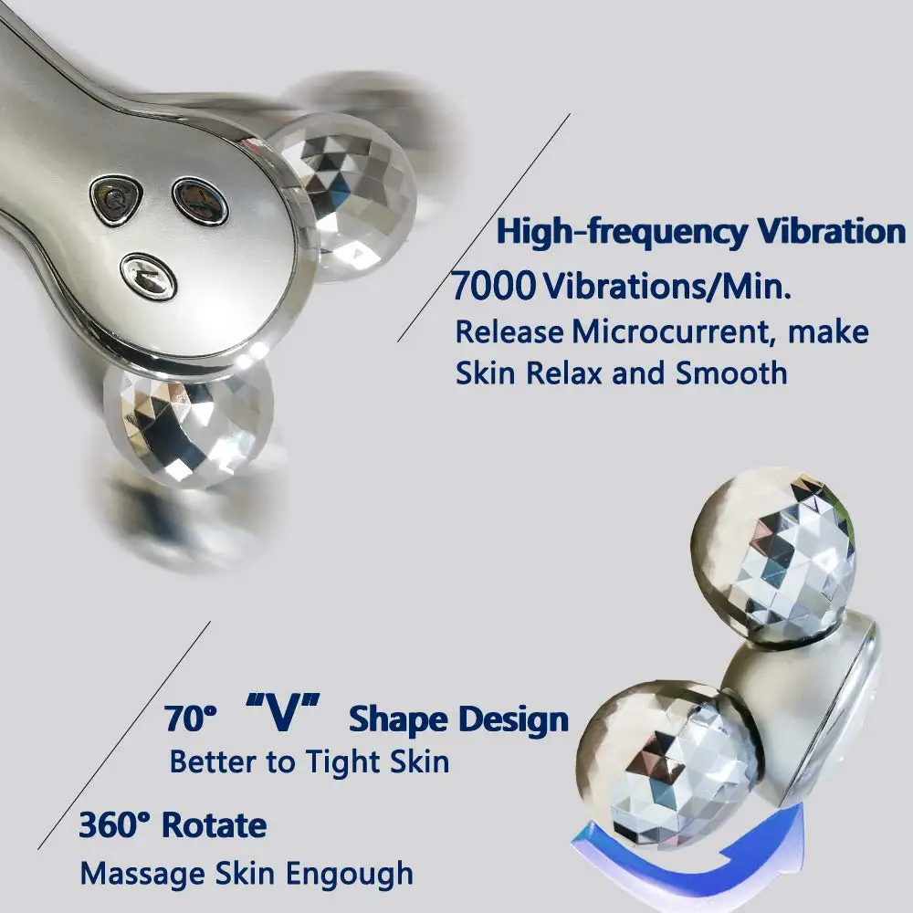 3D Face Lift Roller Massager Acupuncture Microcurrent Skin