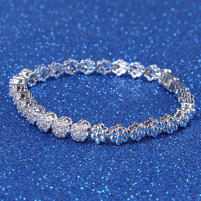 new arrived Beautiful bracelet noble flower chain fashion Wedding Party Silver cute lady nice women bracelet jewelry
