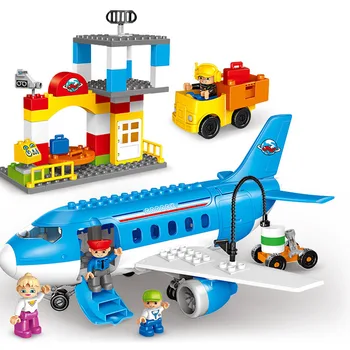 

Huge Particles Air Passenger Plane Early Education Building Blocks Compatible Duplo City Big Size Bricks Child Toys