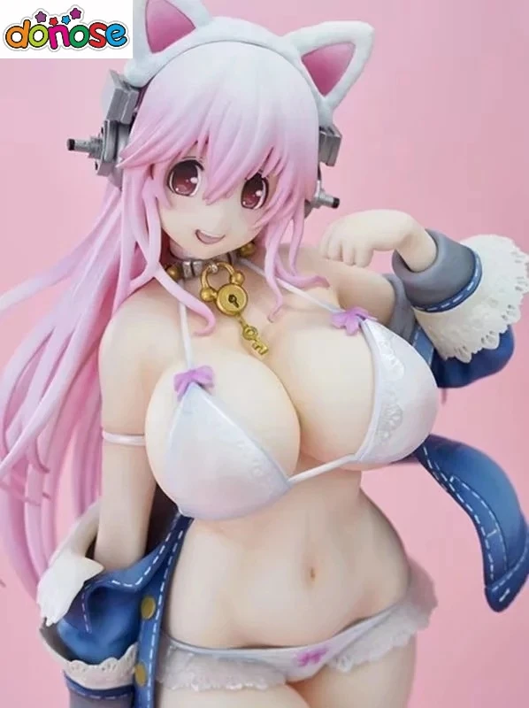 27cm Super Sonico Anime Figure  White cat ver. PVC  Sexy Girl figure Christmas gift Chinese Ver.