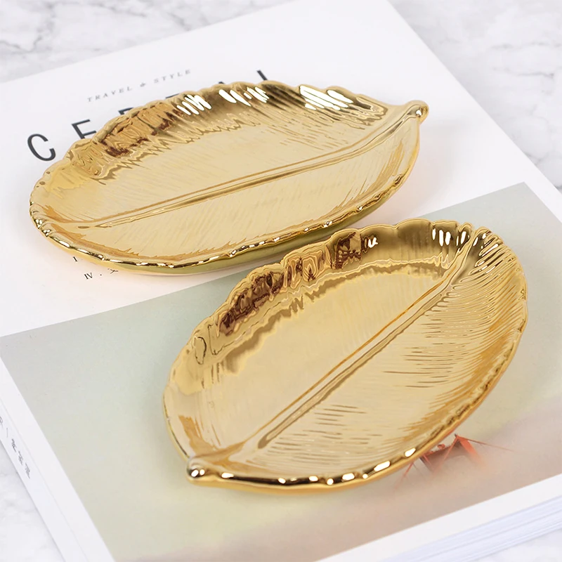 

Nordic Style Ceramics Leaf Shape Jewellery Tray Desktop Storage Home Organizer For Necklaces Pendants Bracelets