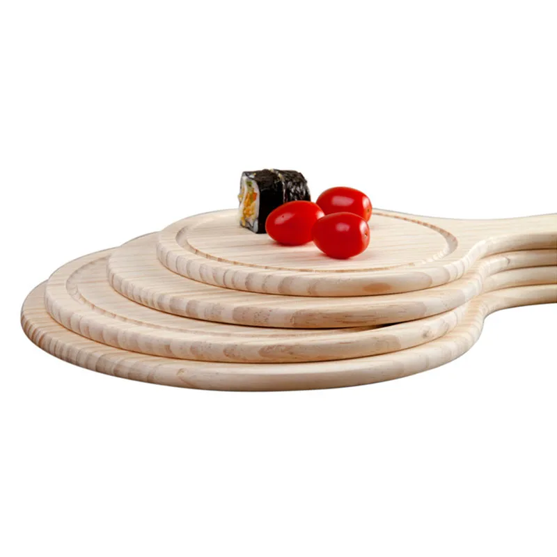Wooden Pizza board Round with Hand Pizza Baking Tray Stone Cutting Board Platter Cake Bakeware Tools pizza bakeware