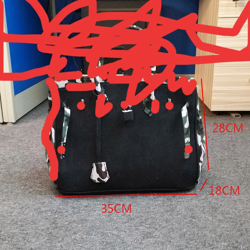 Camouflage black35CM TIYINOEuropean Модный классический популярный логотип зелено-армейский брезентовый мешок Персонализированная граффити сумка через плечо - Цвет: Camouflage black35CM