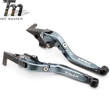 Front Rear Brake Lever For YAMAHA XP 500/530 T-MAX 2008- Titanium Motorcycle Adjustabale Folding Extendable logo TMAX