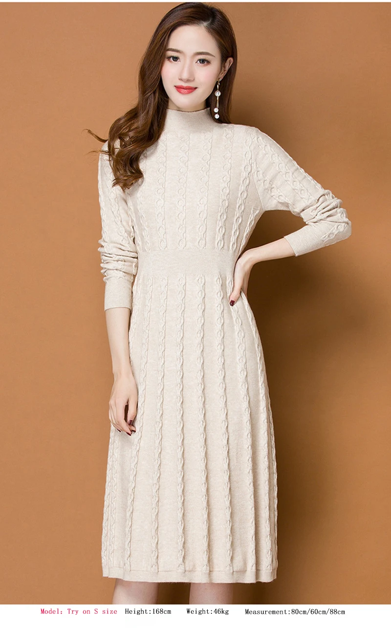 Heydress осень зима однотонное трикотажное женское рождественское платье с высоким воротом А-силуэта женские платья на шнуровке с высокой талией vestidos