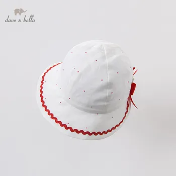 

DB13382-H dave bella summer new born baby girls cute dots print bow hat girls fashion bucket cap