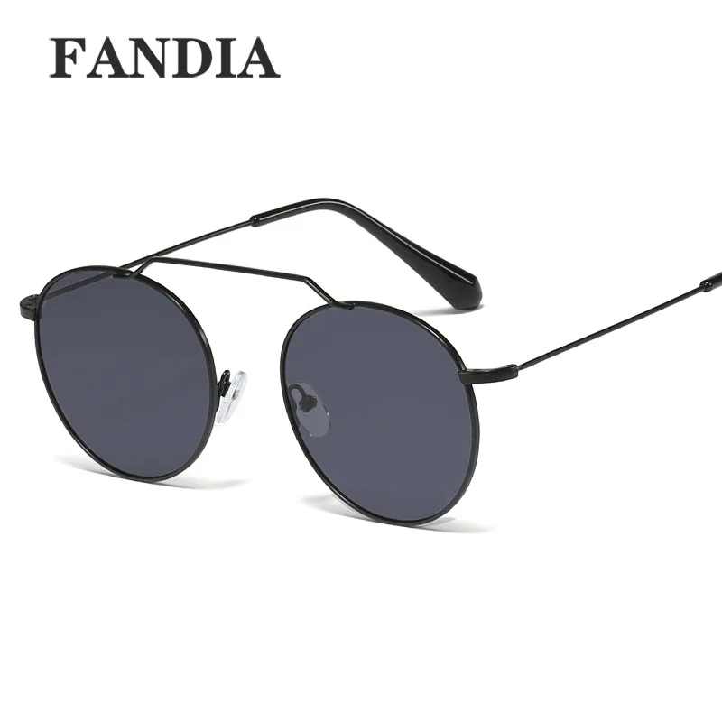 Women The round box sunglasses brand designer retro dazzle Marine film metal glasses women's fashion sunglasses