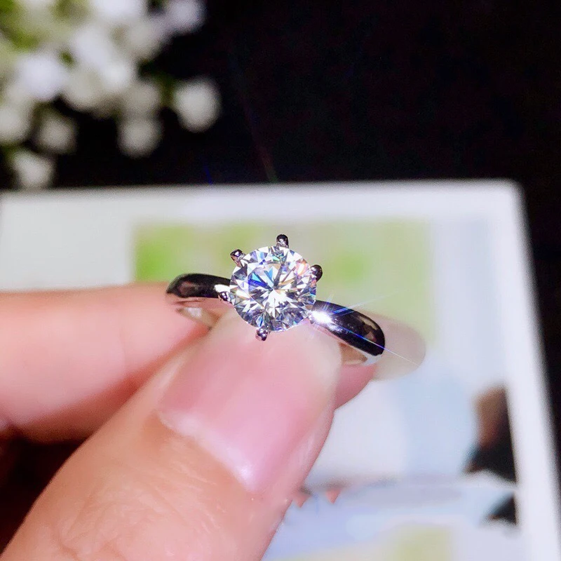 BOEYCJR Классический 925 серебро 1ct/2ct F цвет Moissanite VVS обручальное свадебное кольцо с бриллиантом с национальным сертификатом для женщин