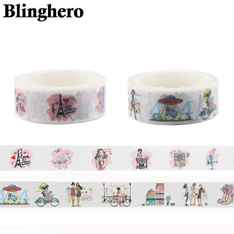 

CA142 Romantic Paris Washi Tapes set DIY Painting paper Masking tape Decorative Adhesive Tapes Stickers Scrapbooking 1pcs