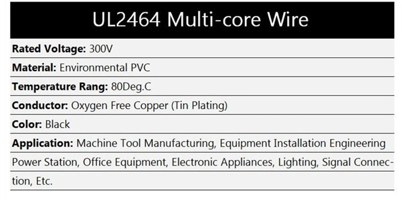 2/5/10 m UL2464 Tinned Copper Sheathed Wire 28 26 24 22 2018 ...