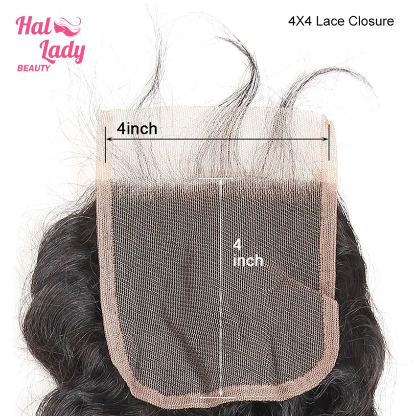 Jerry Curly Brazilian Human Hair Closure 4x4 PrePlucked Free Middle Part Lace Closure with Baby Hair Non-Remy