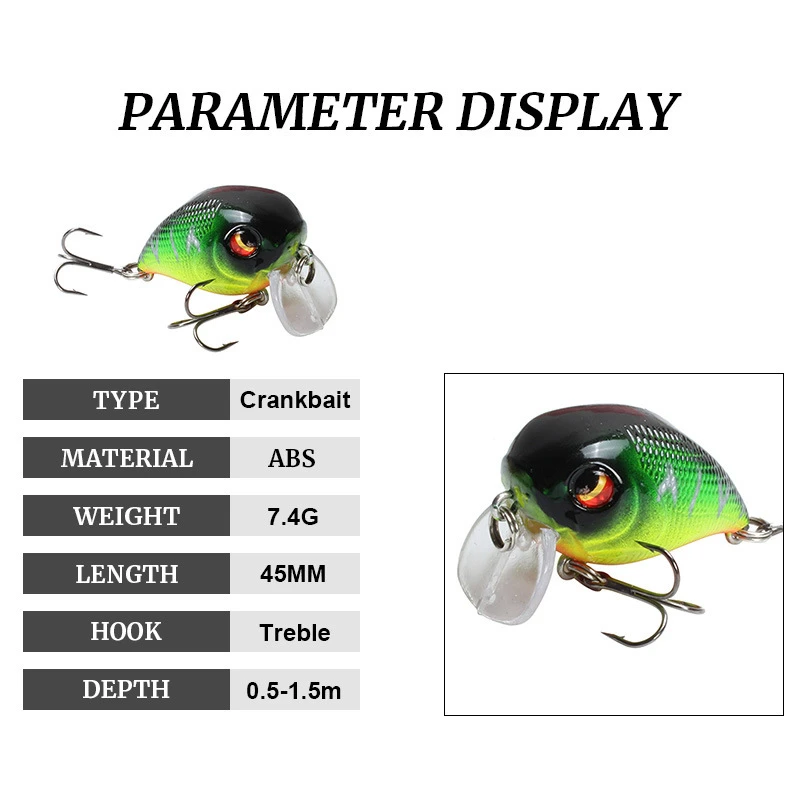 Crank Fishing Lure 4.5cm 7.4g Isca Artificial Hard Bait Bass Crankbait Lures Topwater Crazy wobblers Pesca Fishing Tackle 3D Eye