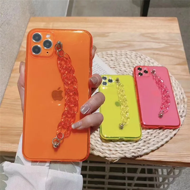 Чехол с флуоресцентной цепочкой для iPhone 11 Pro Max SE 2020 8 7 Plus XS XR MAX X 6 6S 10 защитный чехол