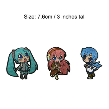 

3'' Hatsune Miku Vocaloid Hatsune Miku Kaito Hatsune Miku Luka Embroidered Iron On Patches Anime Figure Doll Cute Kawaii Girl