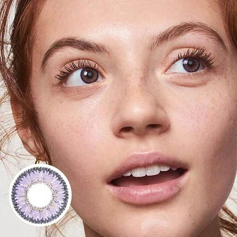 1 пара светильник-фиолетовых серийных линз косметические цветные контактные