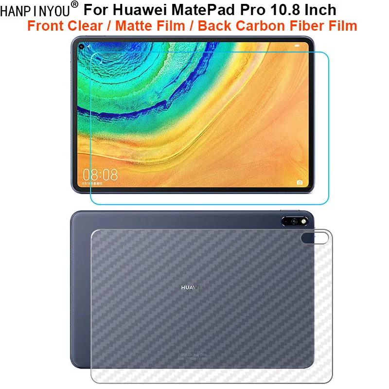 For Huawei MatePad Pro 5G 10.8" Front Slim Soft Clear / Matte No Fingerprint Screen Protector / Back Carbon Fiber Sticker Film afbeelding