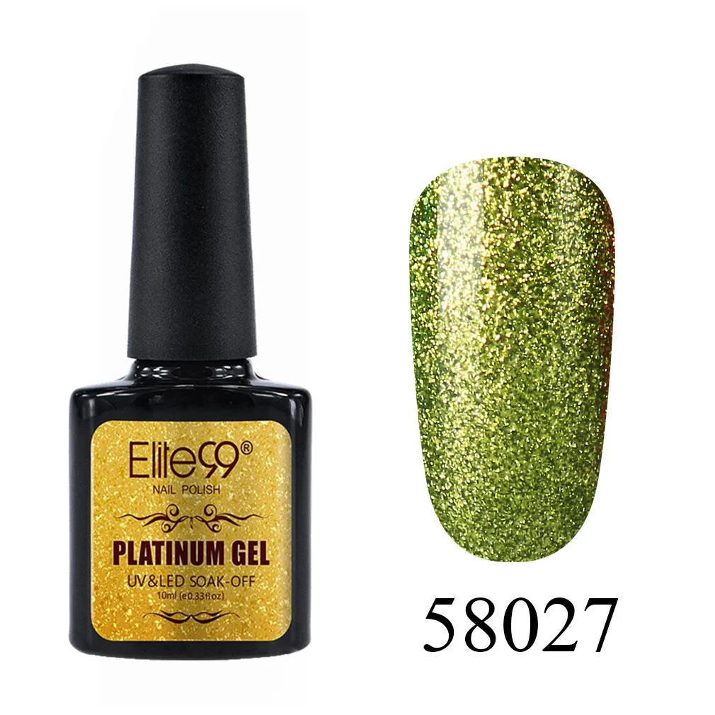 58027 Elite99 Гель-лак для маникюра Полупостоянный Vernis верхнее покрытие УФ светодиодный 10 мл гель покрытые лаком ногти искусство Блестящий УФ лак для ногтей с блестками лак - Цвет: 58027