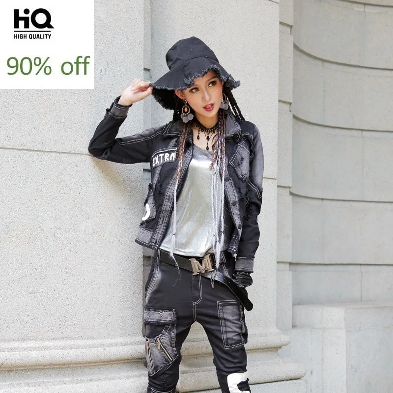 

2020 New Spring Womens Denim Jacket Fashion Single Breasted Hole Ripped Outerwear Streetwear Slim Fit Short Jean Jacket S-XL