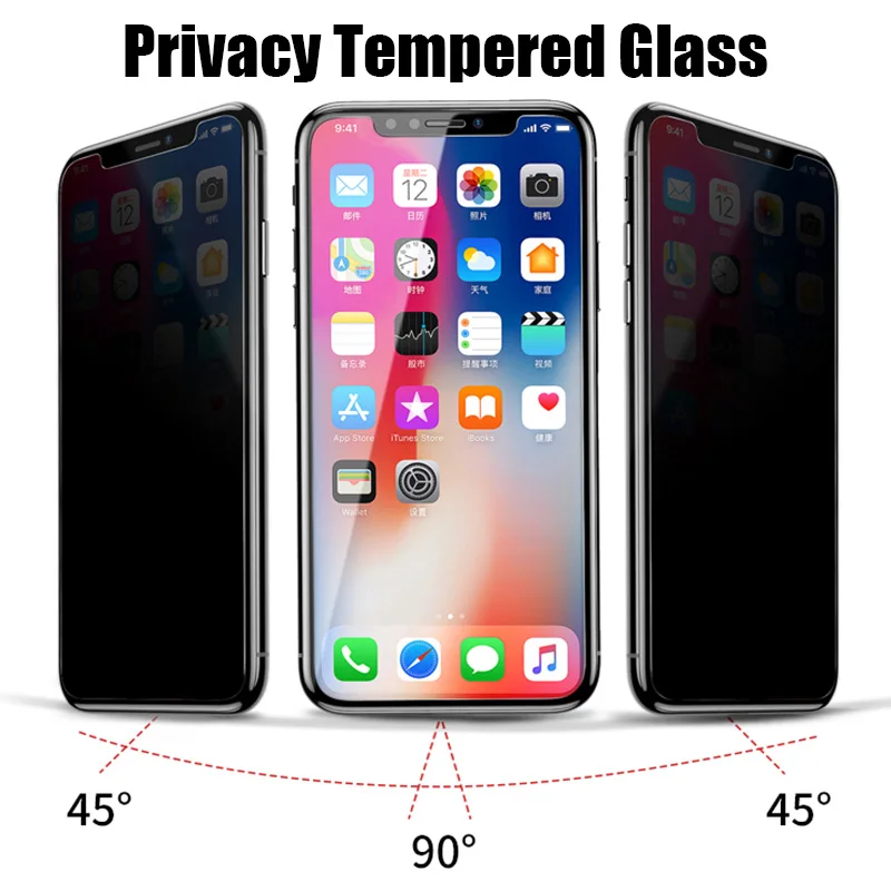 Закаленное стекло для iPhone 12 Mini 9H антишпионская Защита экрана 11 Pro Max X XS XR 7 8 Plus 6 6S 5 SE