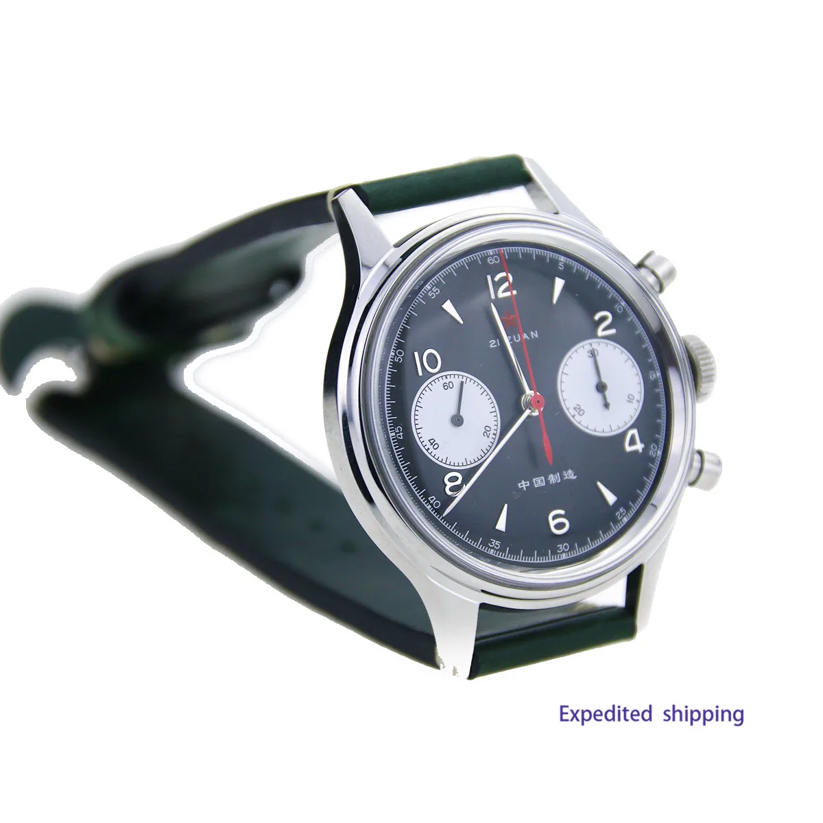 

Seagull Movement Mechanical Chronograph Mens Wrist watch Pilot Officiall Reissue 304 St19 1963 Flieger exibition Black Panda