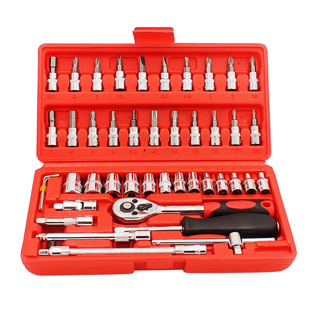 

46Pcs Wrench Socket Spanner Screwdriver Socket Set Combination Tool for Household Motorcycle Car Repair Hand Tools