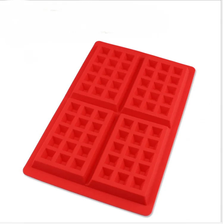 Silicone Rectangle Waffles Mold Non-stick Kitchen Cake Mould Candy Chocolate Baking Tray Molde Cocina Waffle Maker Cooking Tool