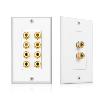 

2Pcs Speaker Wall Plate Home Theater Wall Plate o Panel - 8 Posts for 4 Speakers & 2 Posts for 1 Speakers