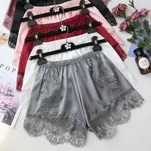 Шелковые шорты для отдыха размера плюс, пижамные штаны, женские сексуальные шорты для сна, атласные штаны для женщин и девушек, кружевная одежда для сна, Размер 40-80 кг